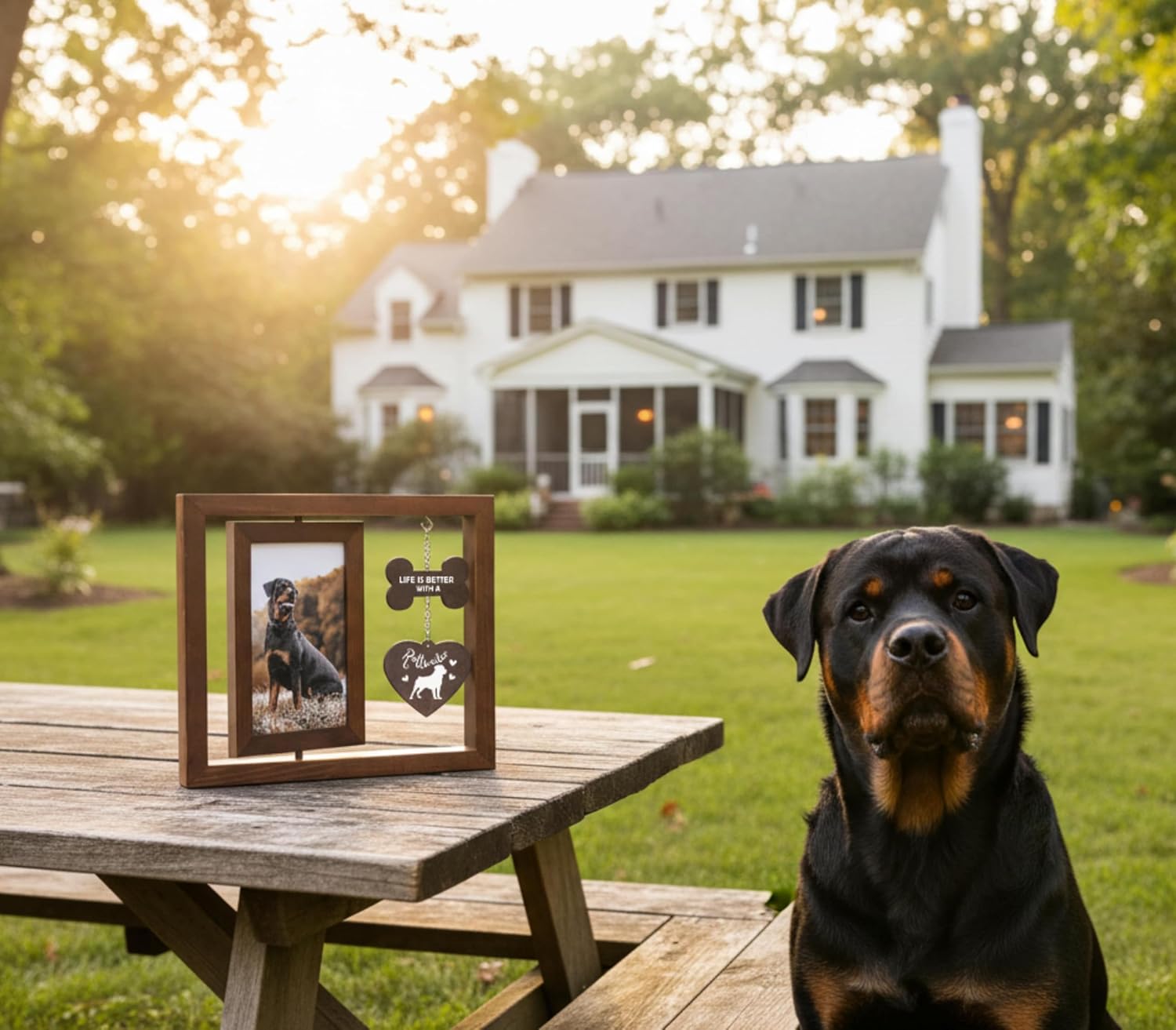 InnoBeta Rottweiler Gifts, Rotating Picture Frame, 4x6 Double-Sided Display Photo Frame, Life is Better with A Rottweiler