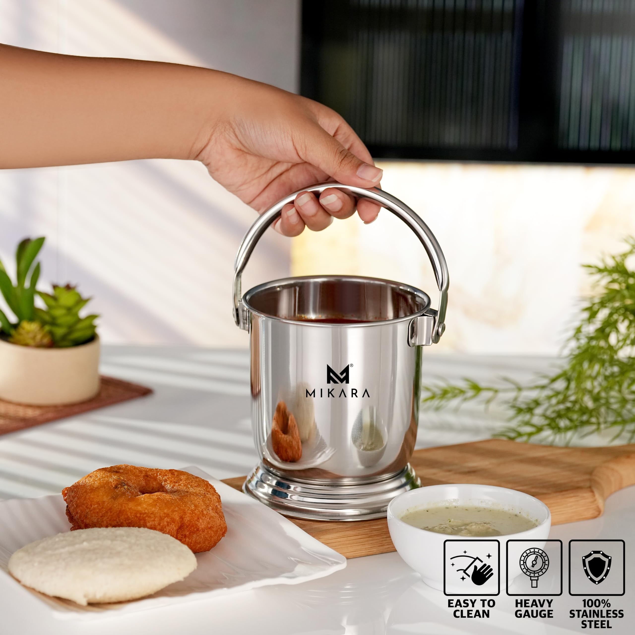 MIKARA Dal Serving Bucket Stainless Steel Mini Bucket Balti for Serving Daal (500ml) — Amazon image 3