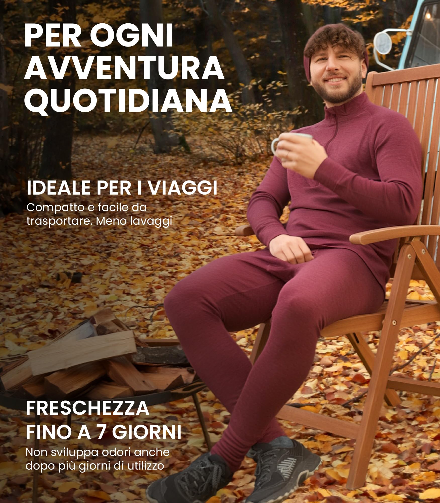 Merino.tech Intimo Termico Uomo Lana Merinos - Completo Termico Uomo Maglia e Pantaloni con Calzini Leggero, Medio, Pesante