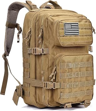 45L Military Tactical Backpack Large Army Assault Pack Molle Bag Backpacks Hiking Treeking Rucksack khaki