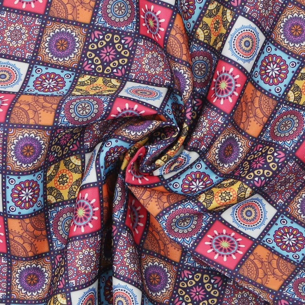Pack of 10 Ethnic Colorful Floral Bohemian Boho Chic Fat Squares Sheets Bundles, 20" x 20", Assorted 5 Patterns Include Mandala Hexagon for Quilting Sewing DIY Craft Projects image 3