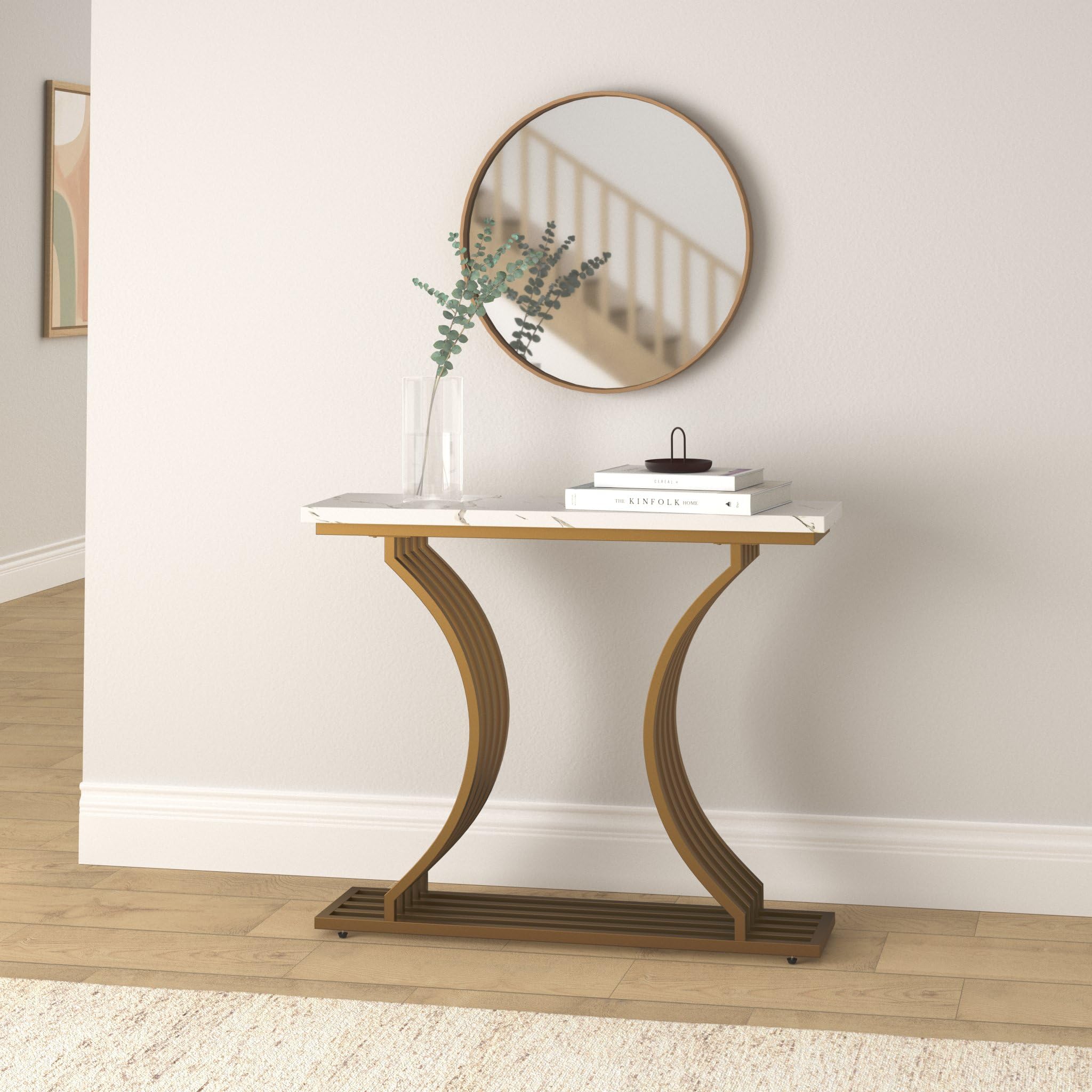 Maisons du Monde Marble - Consola de mármol y metal negro Outlet online Hogar y