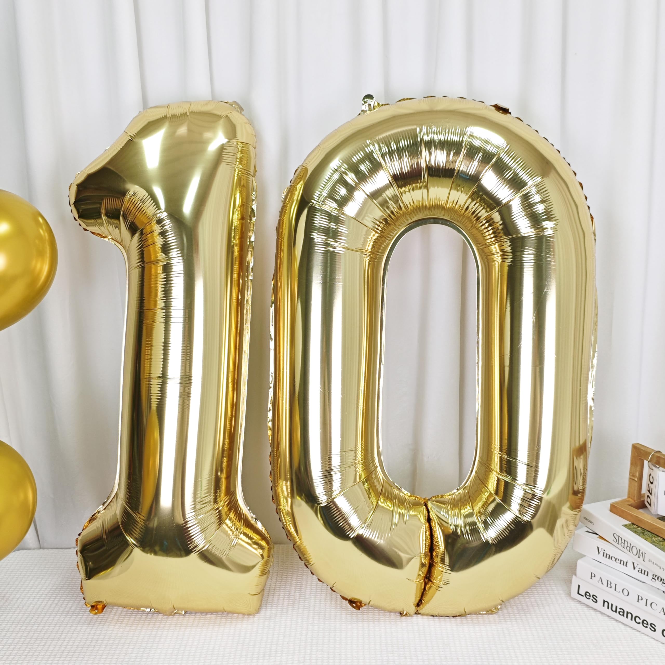 40 "Light Gold number 1 Balloon White Gold Giant birthday balloon Helium Champagne gold number balloons baby shower happy birthday decorations Valentine's Day wedding Digital 1 — view 5
