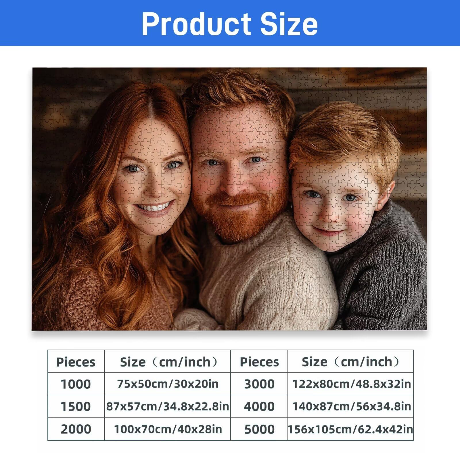 Puzzle Personalizado 1000/1500/2000/3000/4000/5000 Piezas, Puzzle Personalizado con Foto, Rompecabezas Personalizados de Madera con Tu Foto Favorita para Adultos, Regalos para Amigos, Familia, X-824