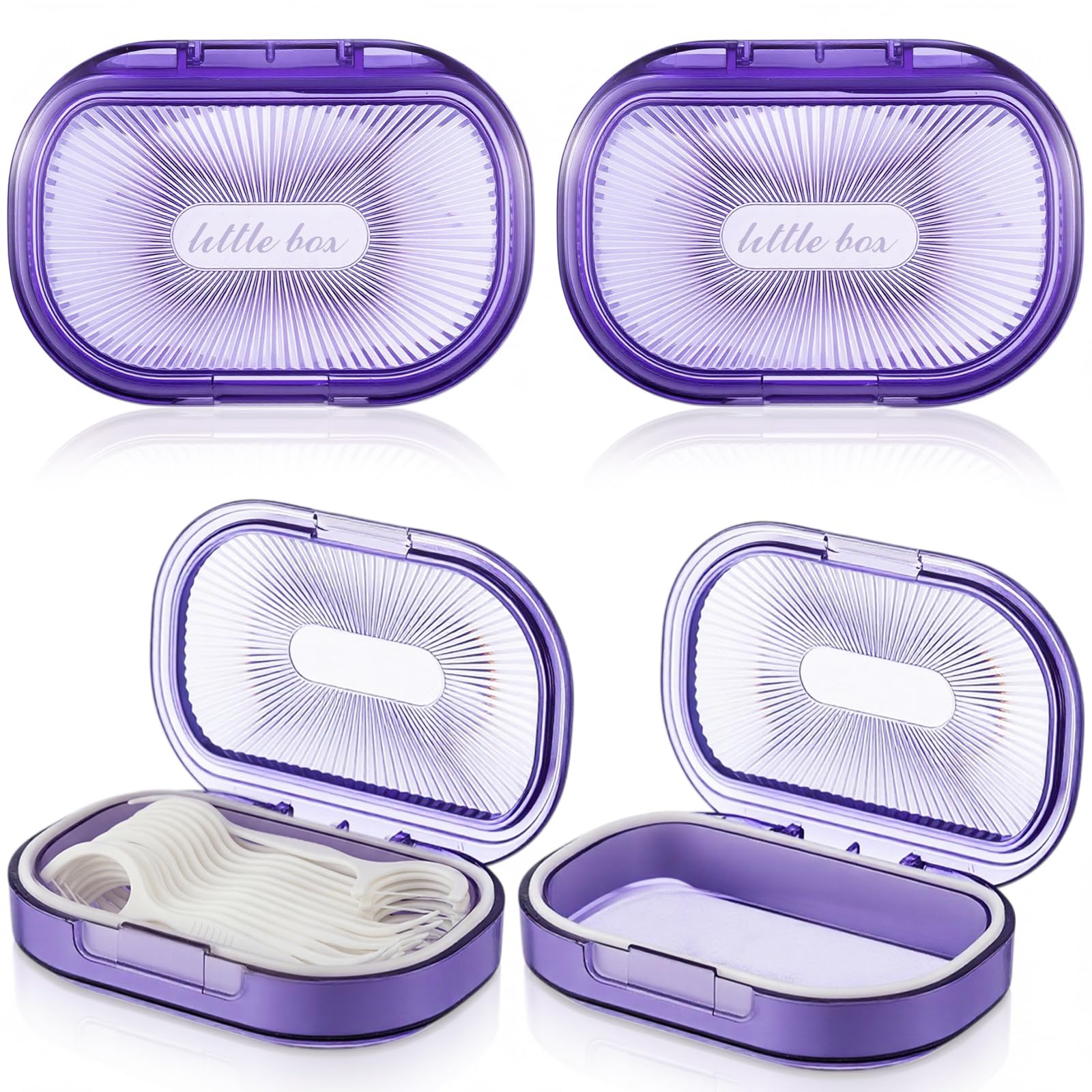 Kigley 4 Pcs Travel Swab Container with Lid,Purple, 3.9 X 2.76 Inch