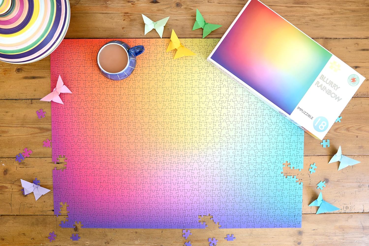 Hard Jigsaw Puzzles for Adults - Impuzzibles Blurry Rainbow - 1000 Piece Hardest - 66 X 50cm - Colourful Gradient, Bold, Rainbow for Adults
