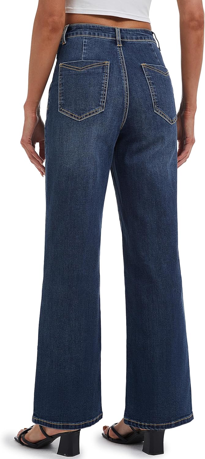 YUCOLEN Straight Leg Jeans for Women High Waisted Jeans Loose Wide Leg Stretchy Denim Pants with Pockets Fashion - Image 3
