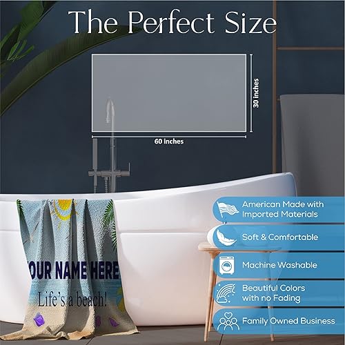 Miniatura 5 de Toalla de playa de microfibra personalizada para niños o adultos con tema de verano de matrícula estatal y nombre personalizado para niños o niñas,