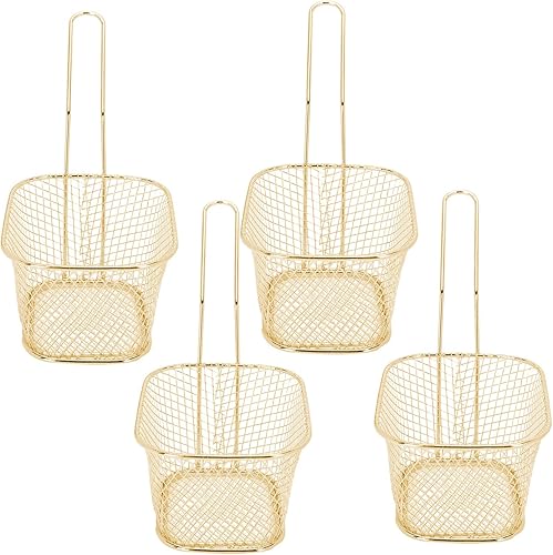 Cesta de acero inoxidable para freidora, colador para papas fritas, colador de alimentos, herramientas de cocina, 4 cestas para papas fritas fritas