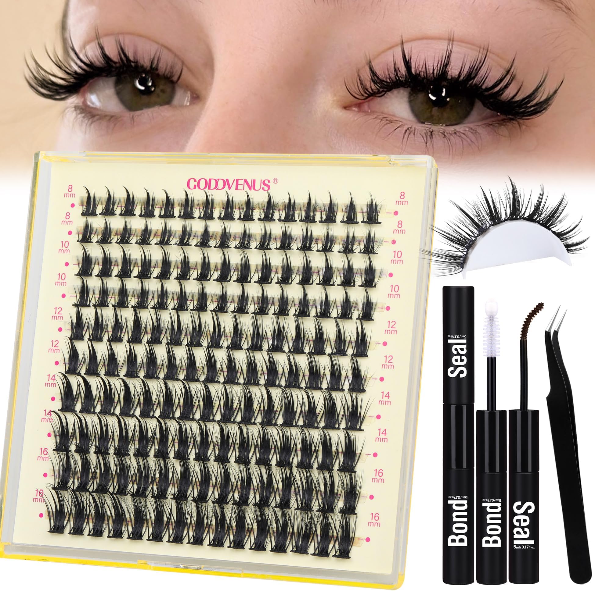 Manga Individual Eyelashes Kit Natural Cluster Lashes Kit Wispy Lash Clusters Anime Eyelash Clusters Japanese Style Lashes Individual Cluster DIY Eyelash Extensions Kit (8-16mm D Curl)