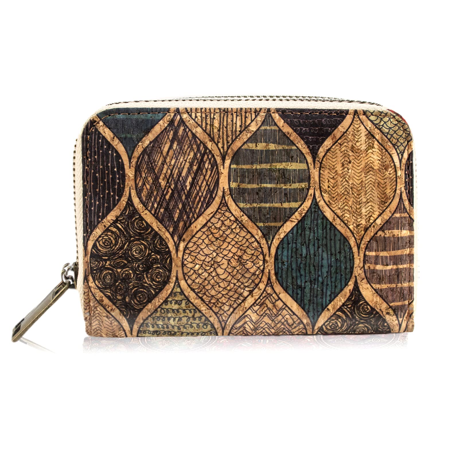 boshiho Vegan Cork Wallet, Women’s Purse Slim Zipper Design with Card Holder Coin Pocket Purse Eco-friendly Vegan Gift