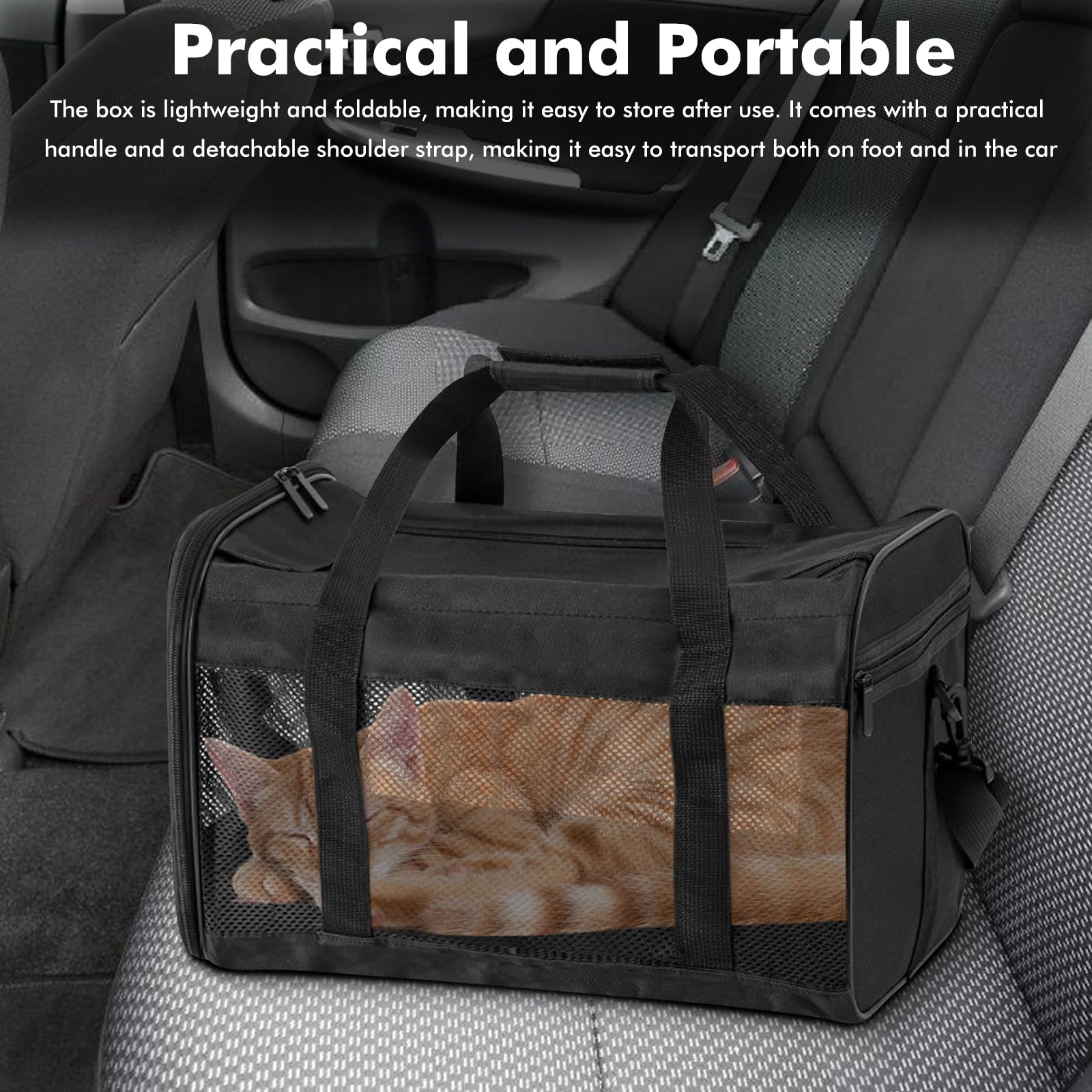Sac Transport pour Animaux de Compagnie: WANDGU 42 x 27 x 28cm Sac Transport Chat Chien Pliable avec Écuelle, Sac de Portable pour Chien, Sac Animaux Domestiques