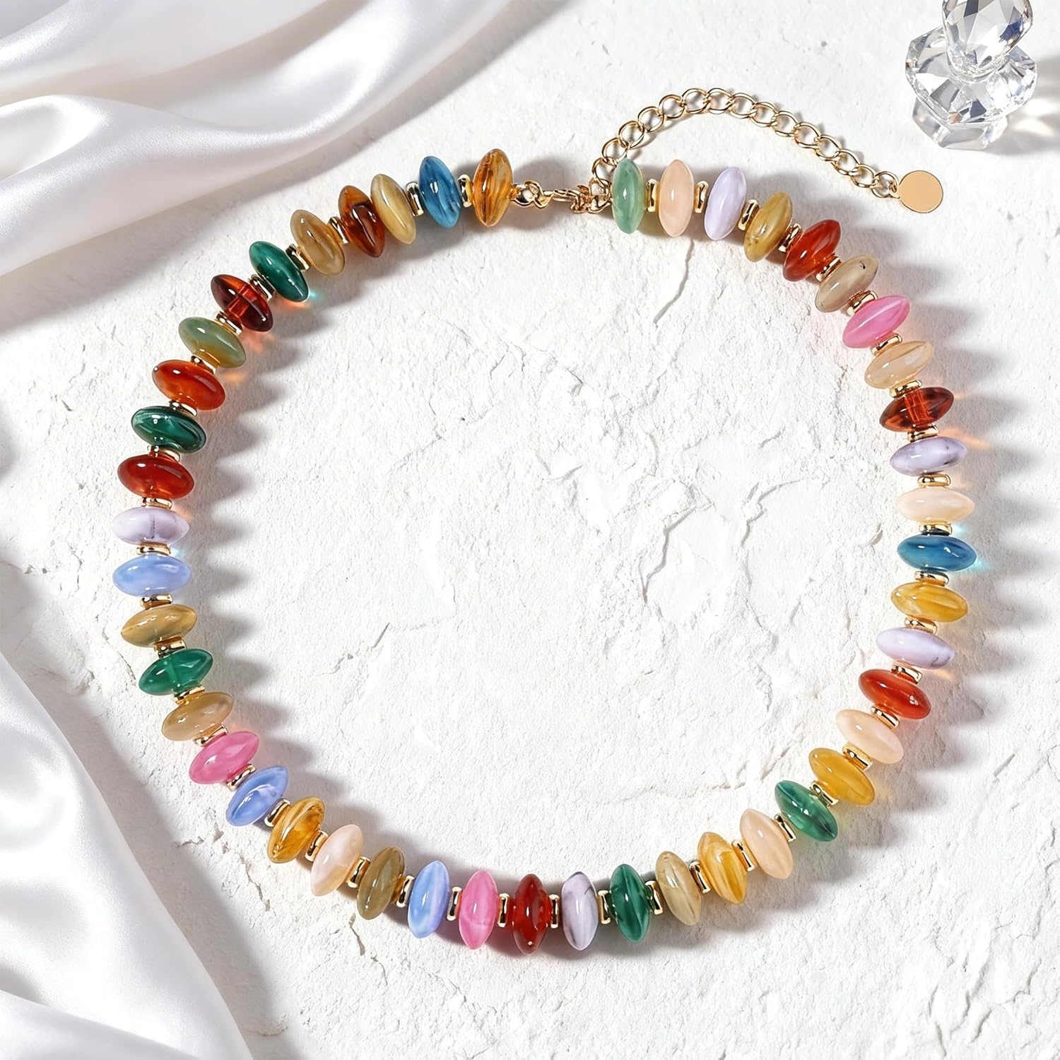 Colorful Beaded Necklace for Women Unique Resin Beads Choker Necklaces Boho Statement Chunky Necklace Summer Vacation Jewelry - Image 5