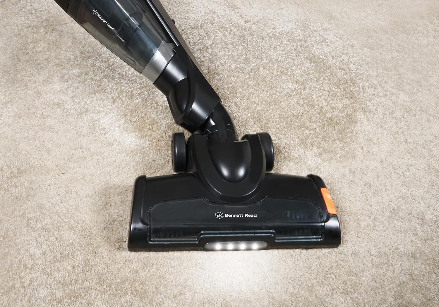 Bennett Read HVC132 Fusion 2.0 Cordless Vacuum Cleaner floor brush with LED lights on carpet