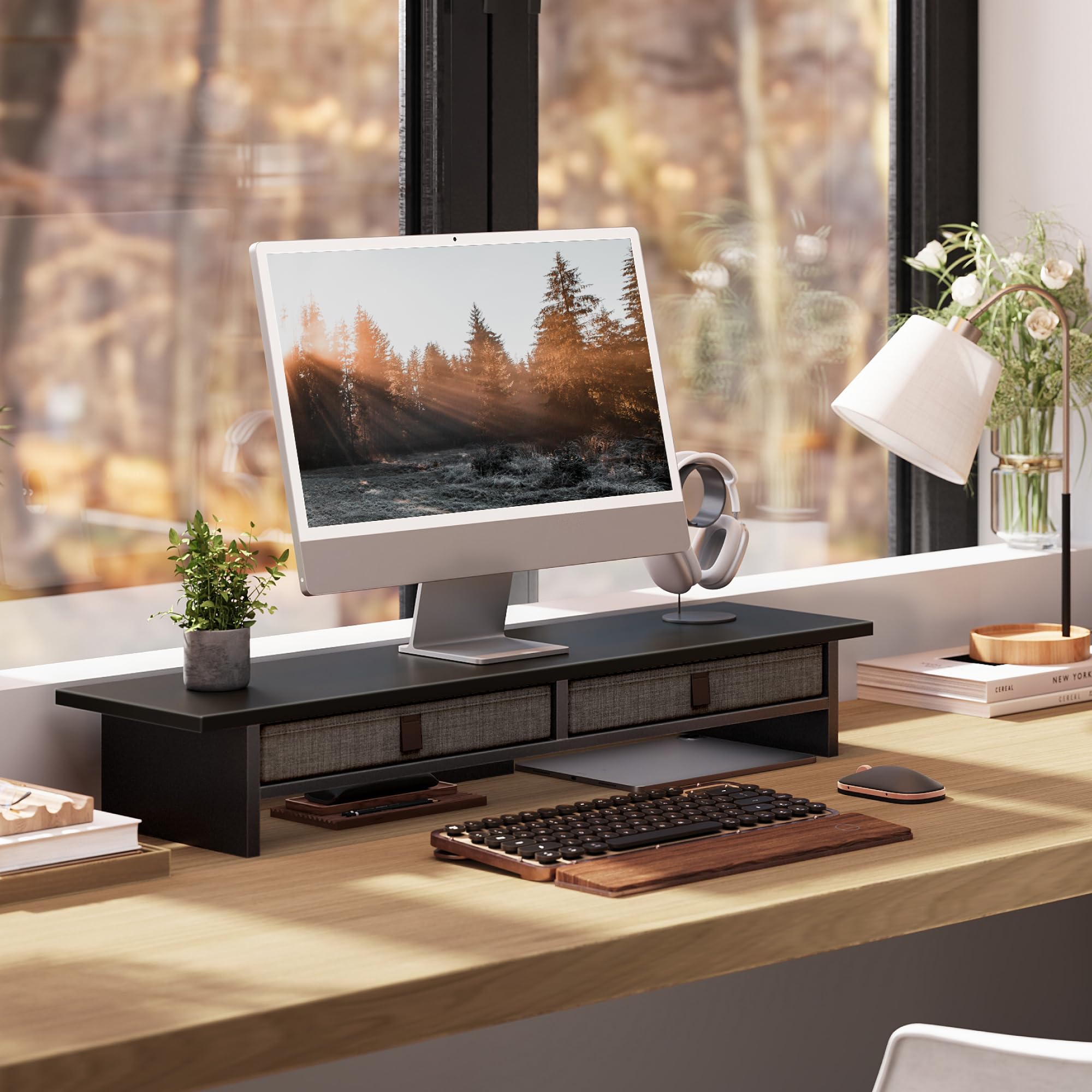 Fenge Monitorstandaard, 80 cm Grote Computermonitorstandaard voor 2