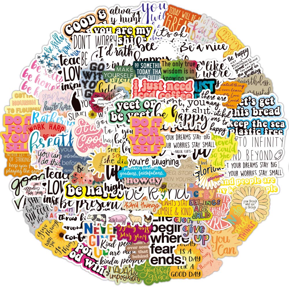 100 PCS Inspirational Quotes Stickers, Waterproof Selfadhesive