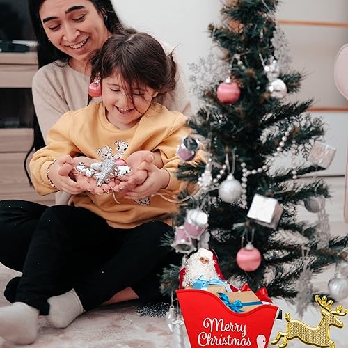 Miniatura 7 de LLE - Contenedores de plástico con forma de trineo de Papá Noel, almacenamiento rojo para golosinas navideñas, decoración del hogar, cesta de