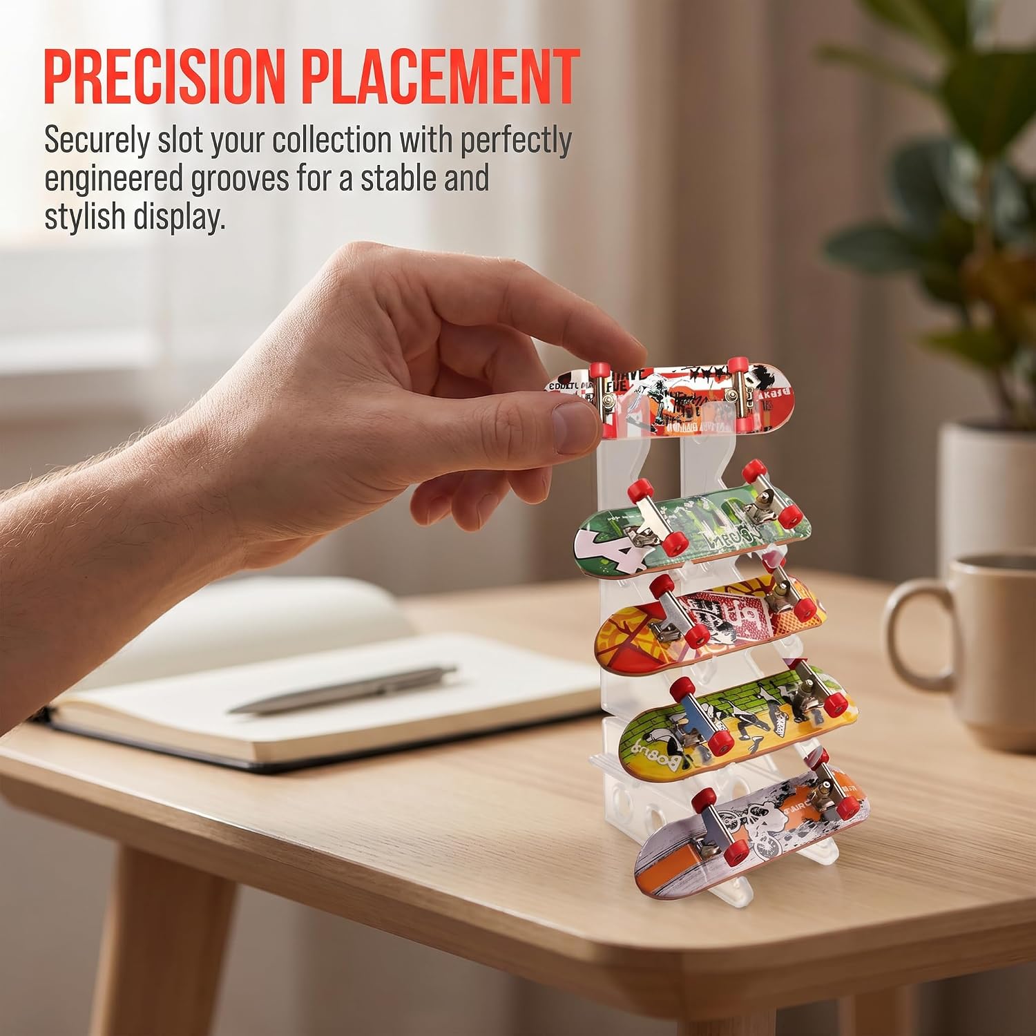 2Pcs Fingerboard Display Rack for Mini Longboard Fingerboard,Robust and Easy to Install (5 Dedicated Display Slots)