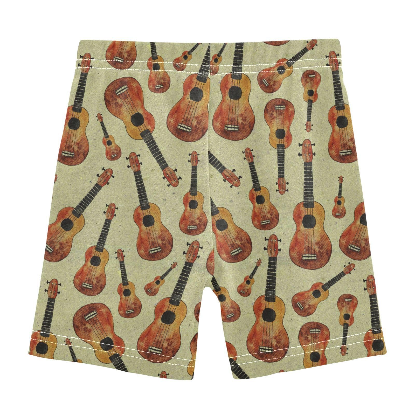 Aflyko Girls Cartwheel Shorts Ukulele Guitar Retro Cute Little Kid Stretchy Everyday Outfit Summer Bottoms Relax Fit Short Leggings Cute Outfit Beachwear, 6T Multi