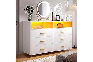 EnHomee White Dresser with LED