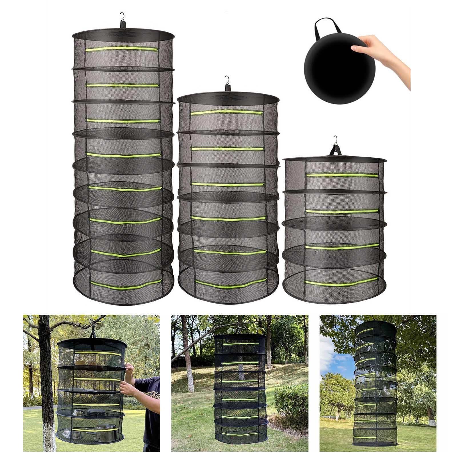 Organiseur pliable en maille ventilée avec crochet de suspension en nylon antirouille pour le camping, la maison, solution de rangement pliable