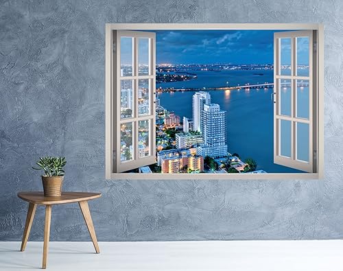 Miniatura 2 de Vinilo decorativo 3D con ventana de vista del atardecer de Miami Beach, papel tapiz extraíble, vinilo para decoración del hogar, West Mountain W15