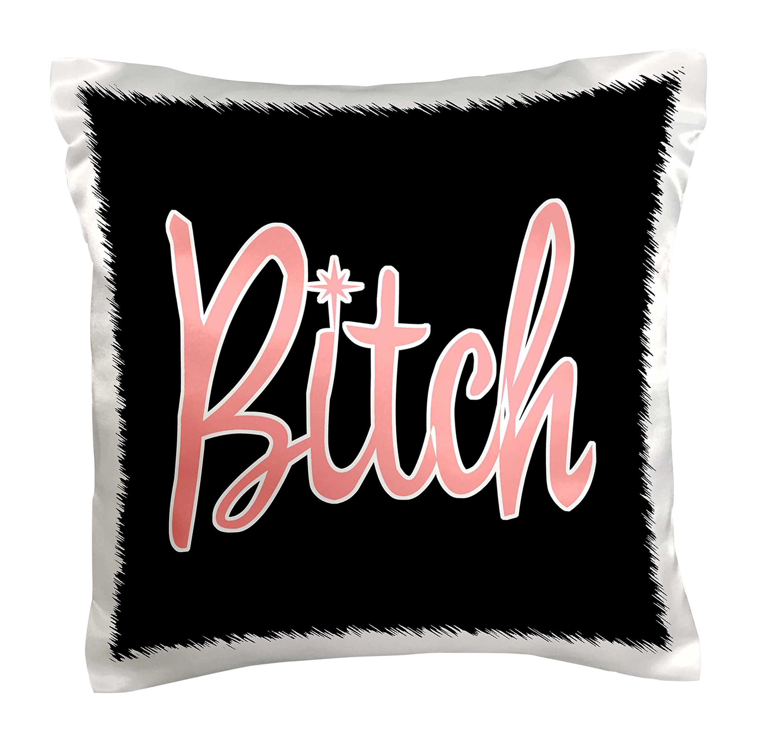 Photo 1 of 3dRose pc_32815_1 Bitch Black-Pillow Case, 16 by 16" 16" x 16"