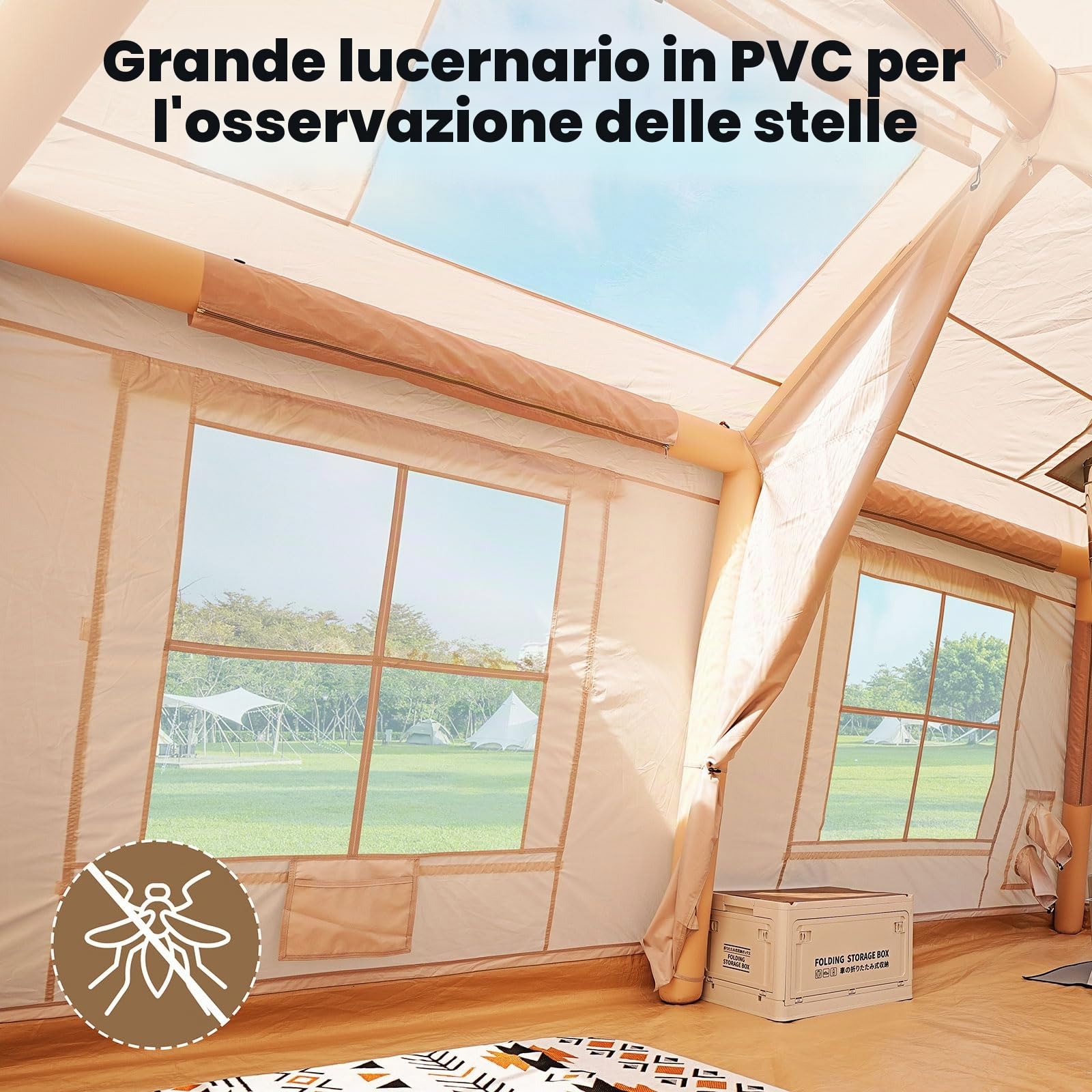 Ytaoeo Tenda Gonfiabile per Campeggio Outdoor Tenda per 2-4 persone con pompa ad aria, apertura del camino, tenda gonfiabile in tessuto Oxford impermeabile