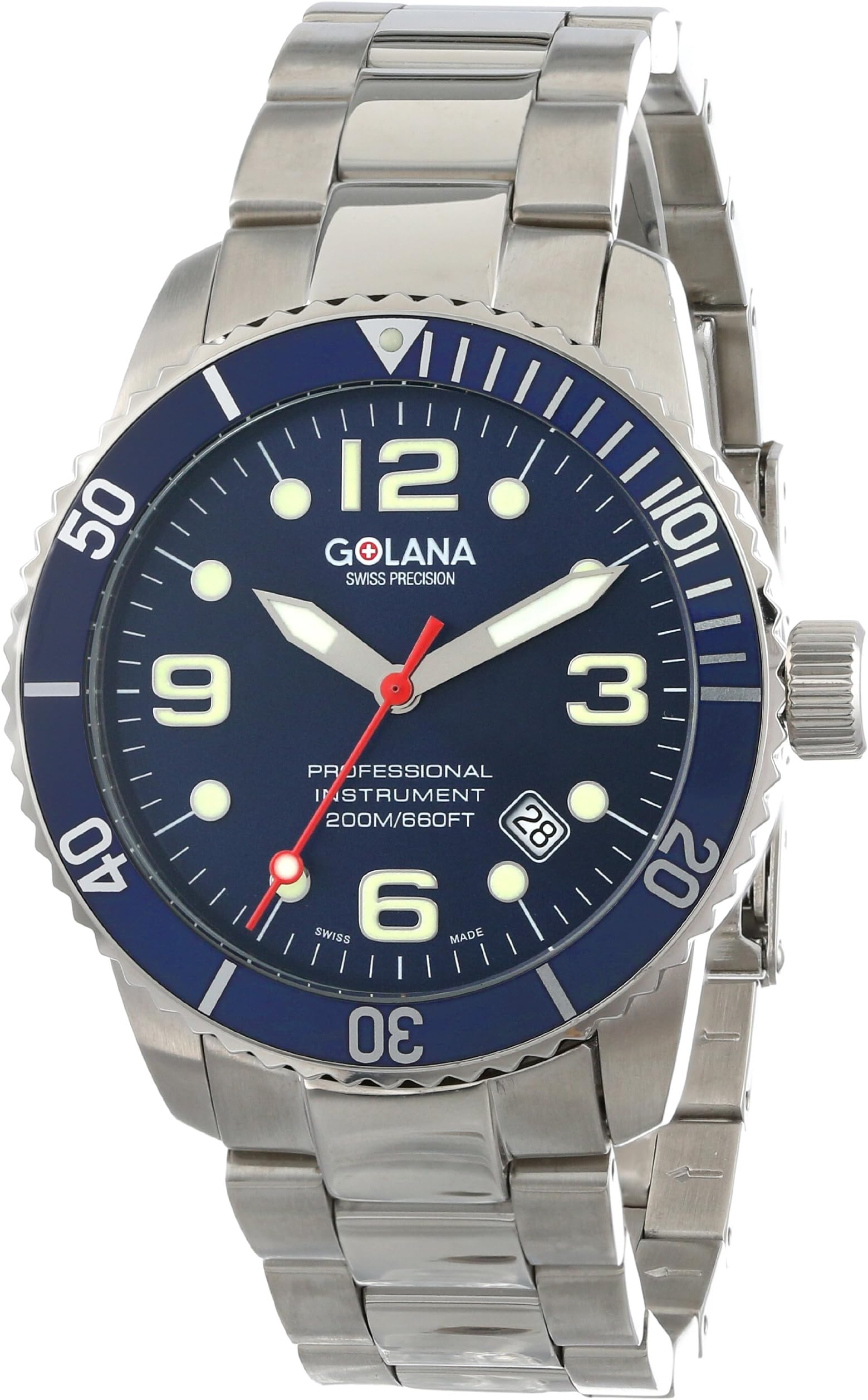 Golana Aqua Pro Swiss Made Divers Mens Watch Rotating Divers Bezel AQ200.4