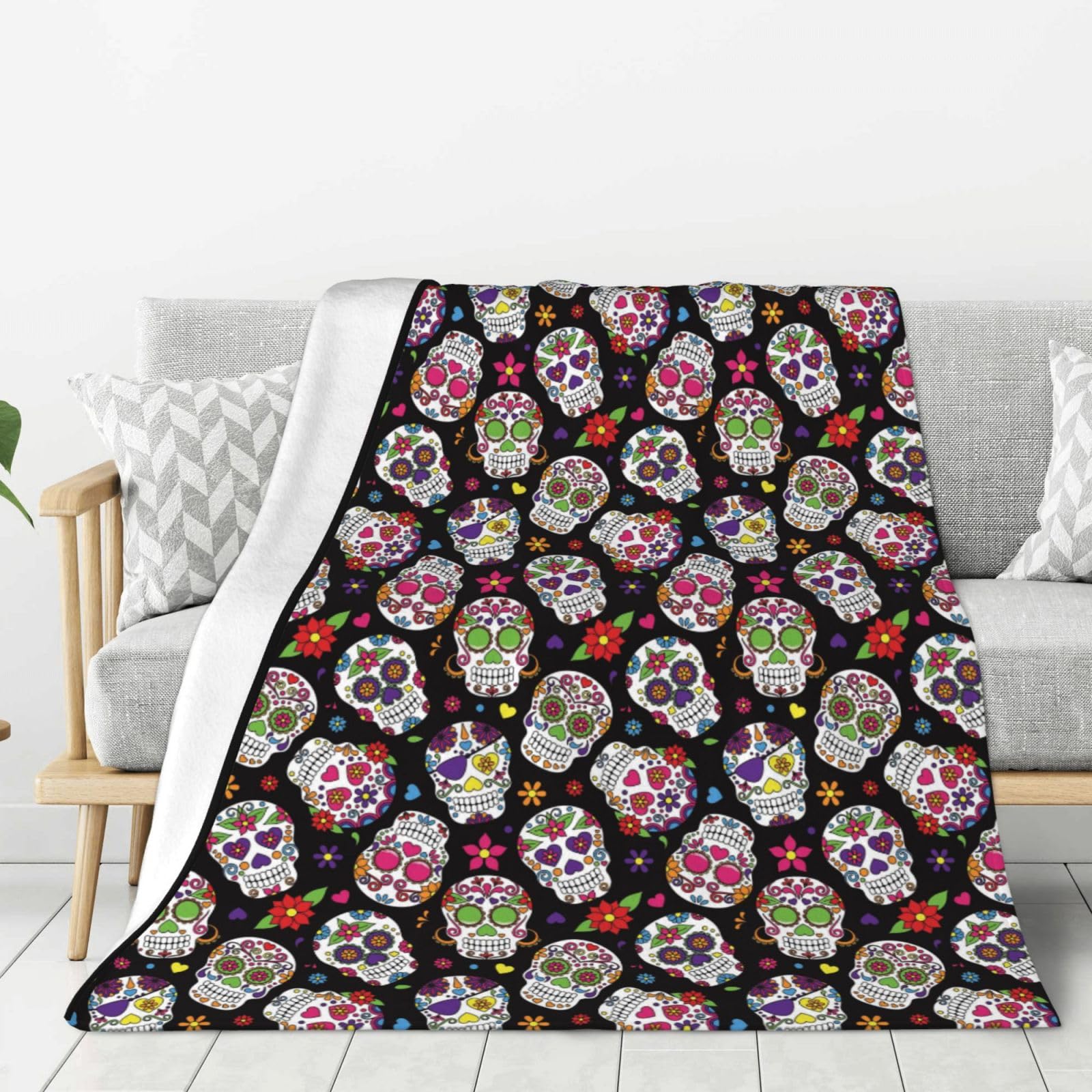 Xinvast Skull Blanket Animal Throw Blanket Super Soft Flannel Fleece Throw Blanket Lightweight Plush Fuzzy Bed Blanket for Couch 50"X60"
