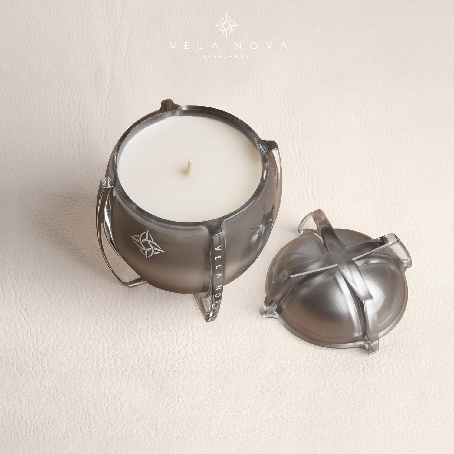 Luxury Scented Soy Candle by Vela Nova- Made in America | Reawakening Tranquil Bespoke Fragrance | Handcrafted Reusable Glass Vessel | 45+ Hour Even Clean Burn | Includes Elegant Dome Lid