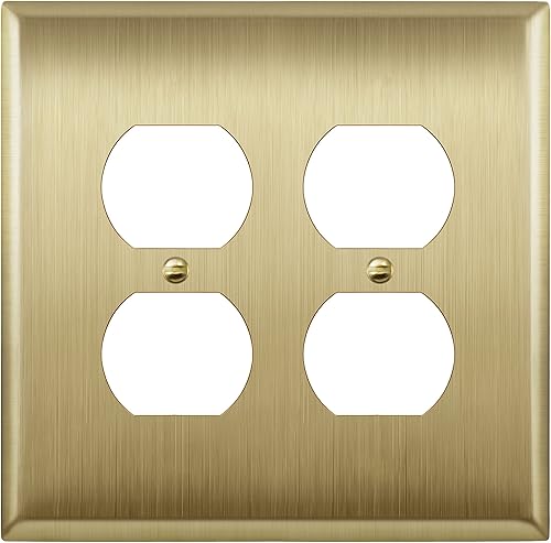 Miniatura 32 de ENERLITES Placa de pared de metal para receptáculo dúplex, tapa de tomacorriente, resistente a la corrosión, tamaño estándar de 1 banda, 4.50 x 2.76