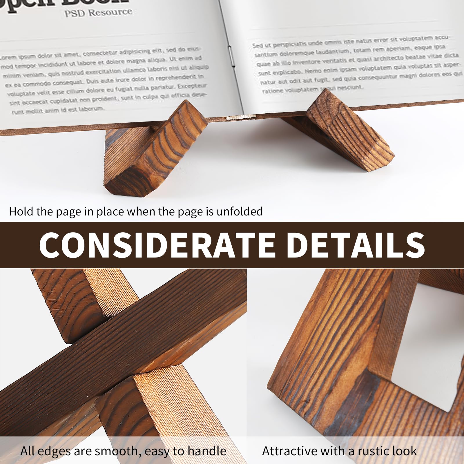 Leggio Per Libri In Legno - Supporto Da Tavolo Per Ricette, Libri Di Cucina O Lettura, Design Elegante - Foto 6