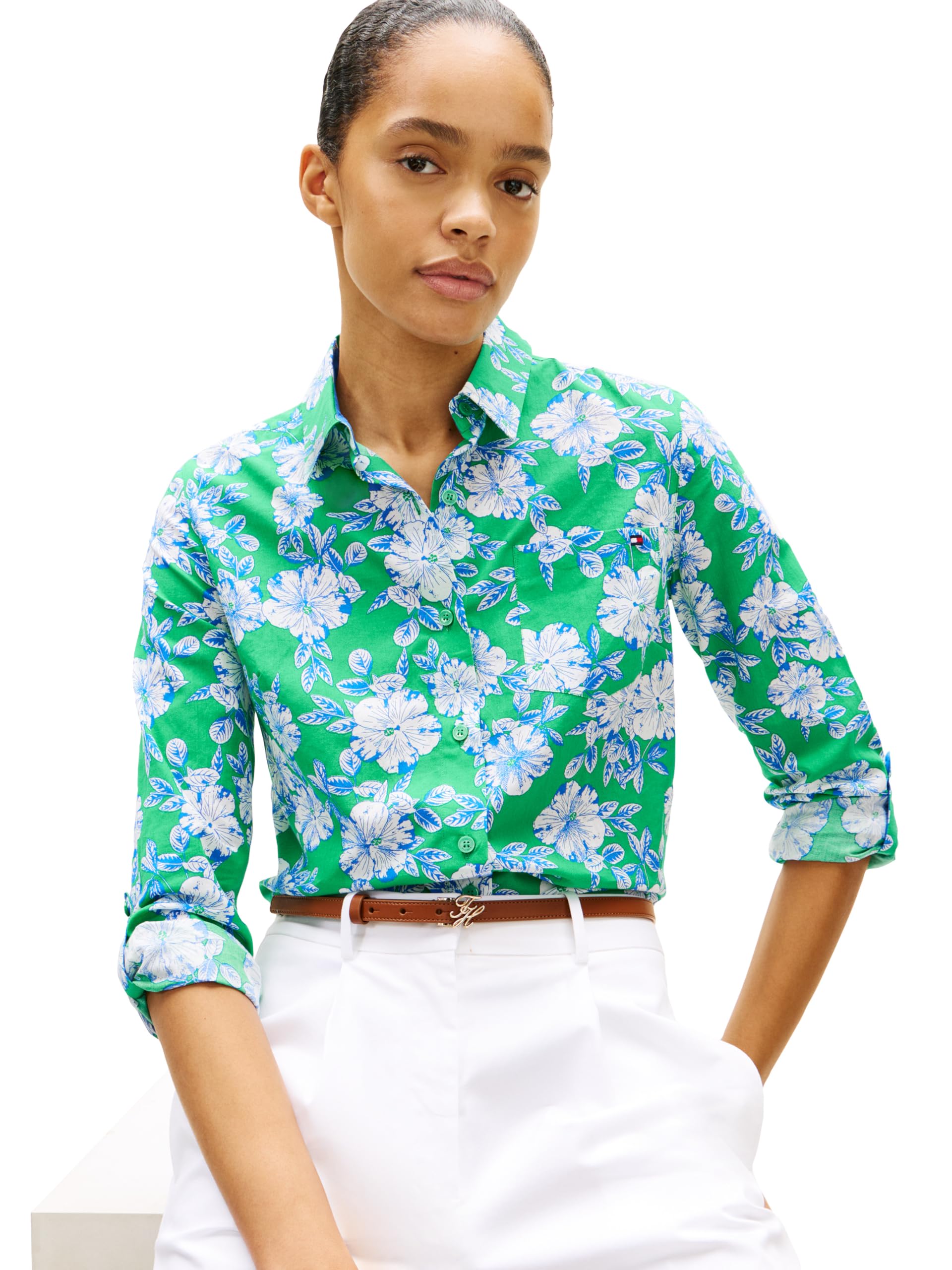 tommy hilfiger dress shirts women Amazon.com: Tommy Hilfiger Women's Regular Cropped Oxford Long Sleeve Button Up Shirt, MID Blue 36 : Clothing, Shoes & Jewelry