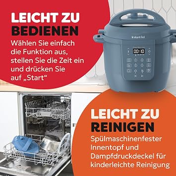 Instant Pot Multikocher 5.7L 7-in-1 Smart Cooker - Schnellkochtopf Schongarer Reiskocher Sautierpfanne Joghurtbereiter Dampfgarer und Speisewärmer Tagtraum Blau