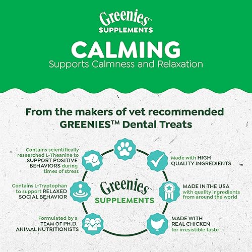 Miniatura 5 de Greenies Suplementos masticables calmantes para perros sabor a pollo, 80 unidades de suplementos calmantes masticables suaves para perros,