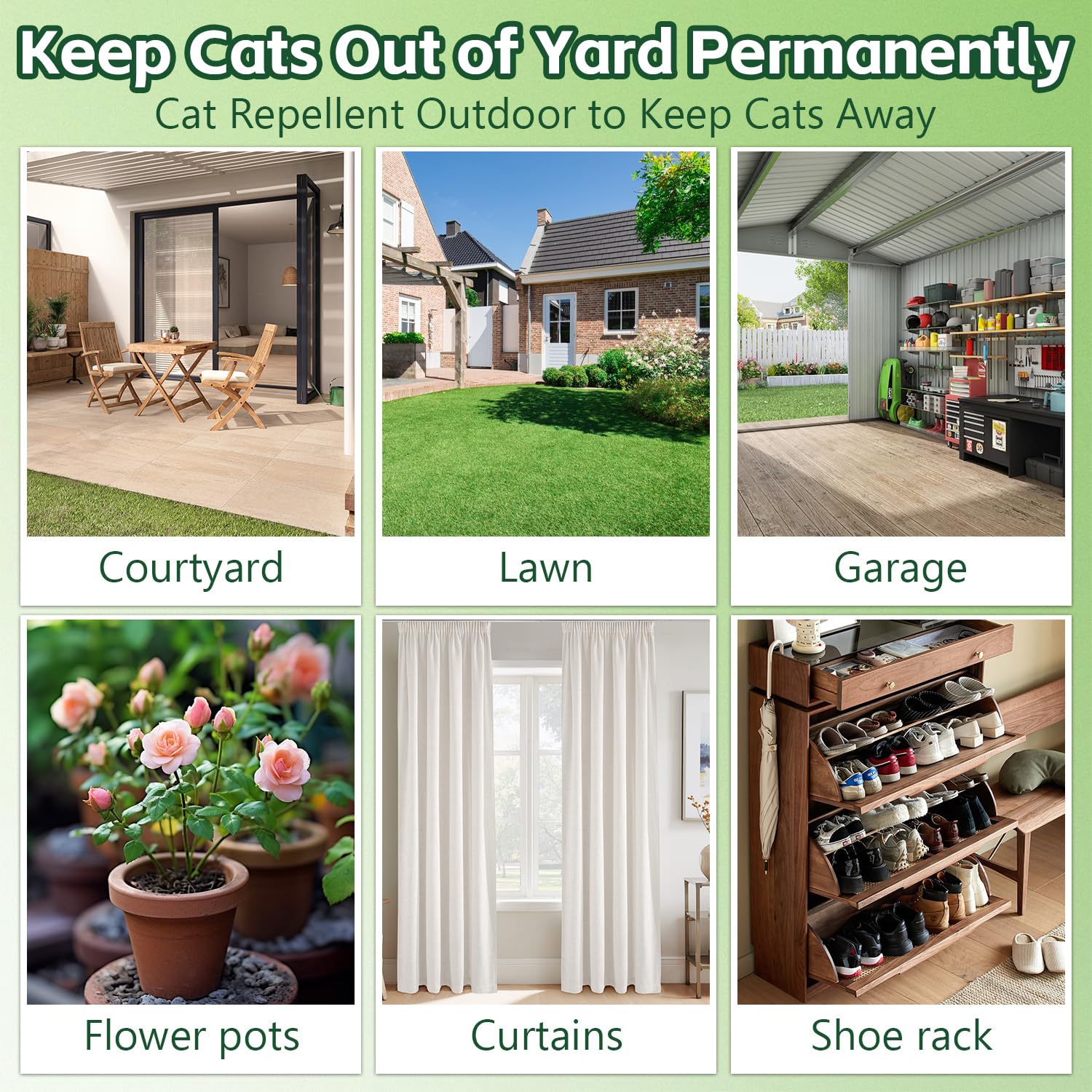 QUSUKO Cat Repellent Outdoor to Keep Cats Away (12Pack) Natural Peppermint Oil Cat Deterrent Outdoor and Indoor (Green) — view 7