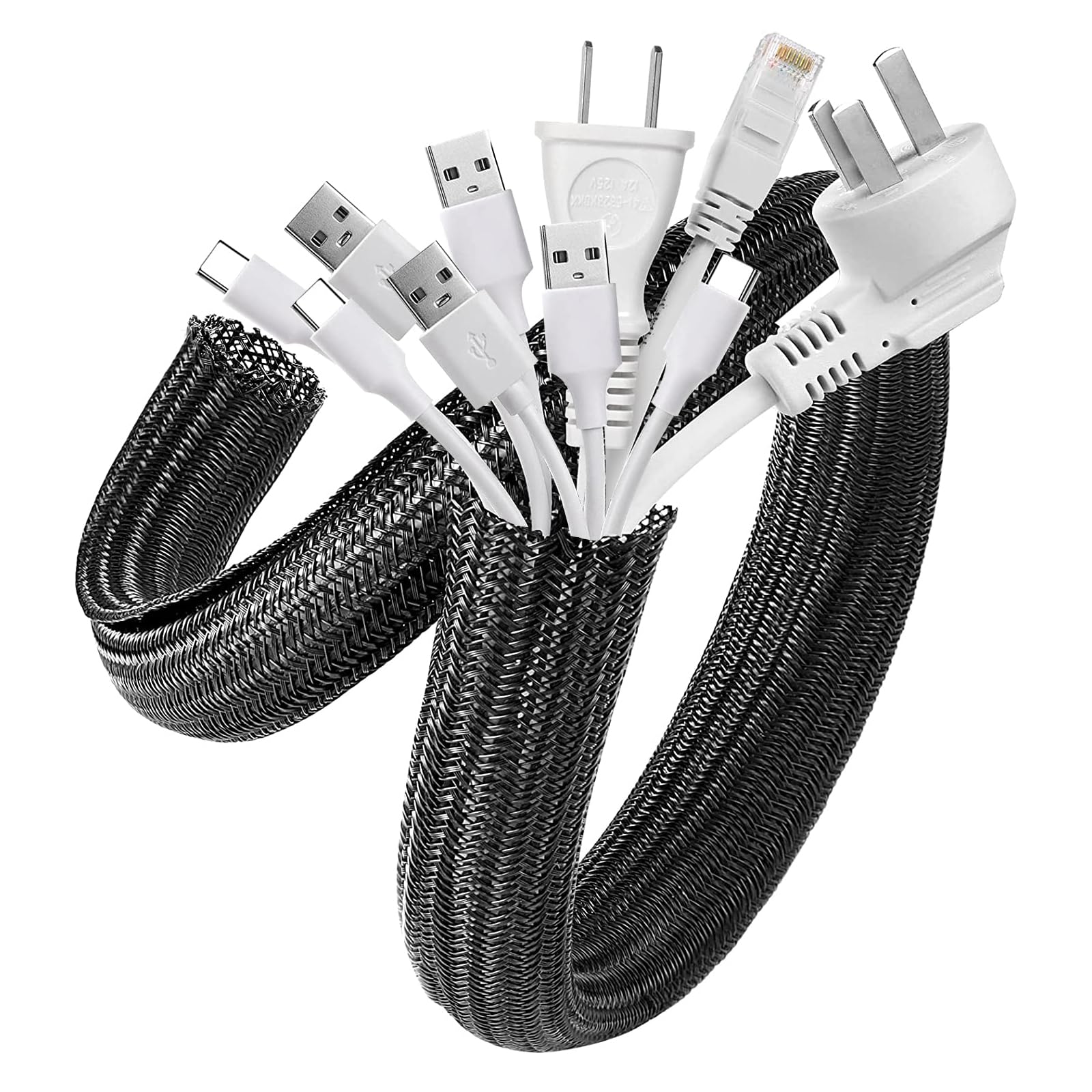 AGPTEK Cable Sleeve, 10ft - 1.5 inch Cable Management Desk Cord Cover Organizer Wire Hider for Home Office Computer TV Wire Loom Tubing Pet Proof Cord