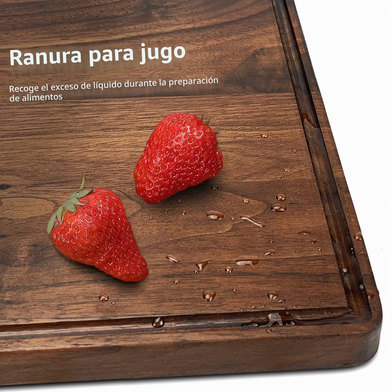 Tabla de cortar rectangular de madera de nogal para cocina, 43,2 x 28 cm