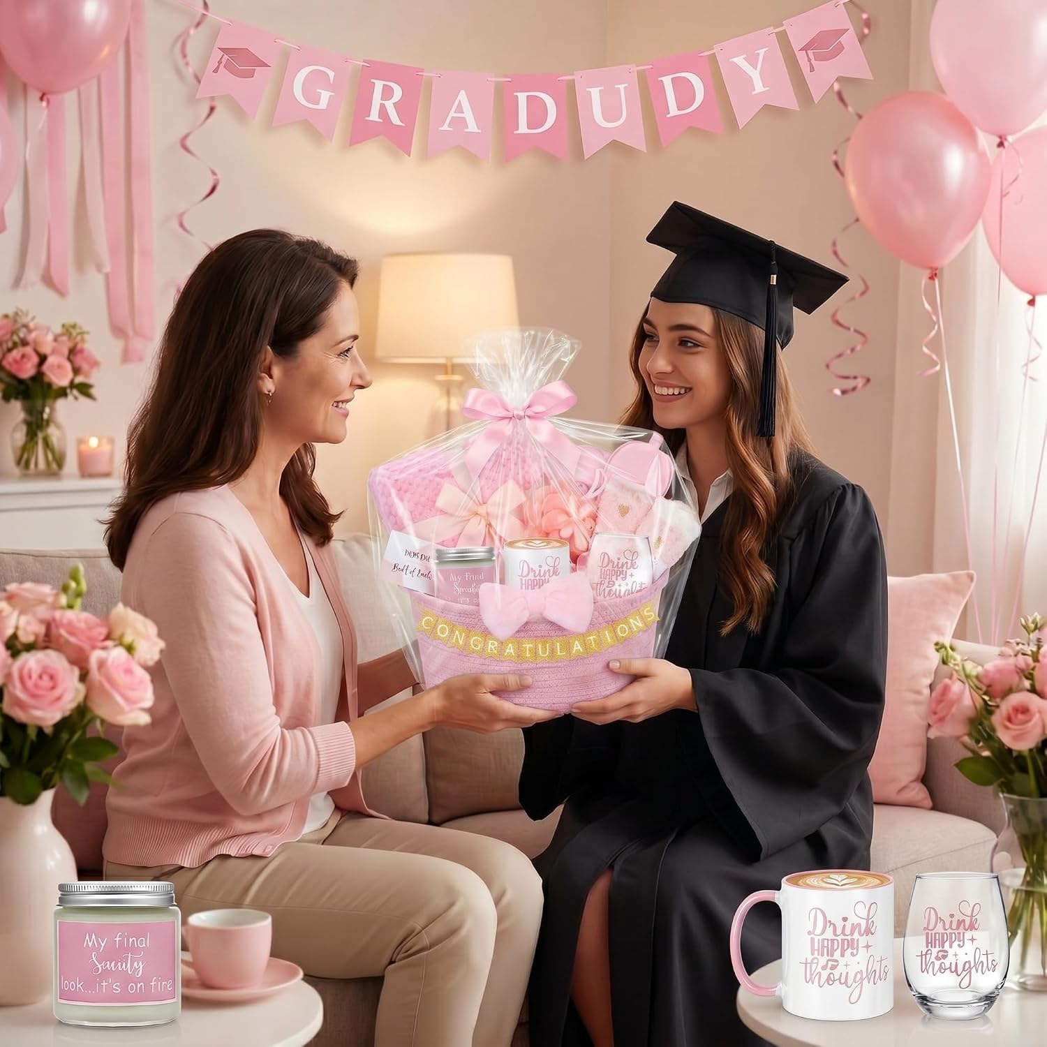 Zopeal Birthday Gift Basket Set for Women 2026 Relaxing Spa Thinking of You Appreciation Gift for Her Girlfriend Mom Coworker Nurse Friend Sister(Pink)