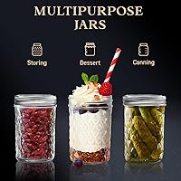 Vista 5 de Tarros Mason con tapas de 8 onzas 12 tarros de conservas de boca regular Tapas regulares y bandas Tarros transparentes para miel, mermelada
