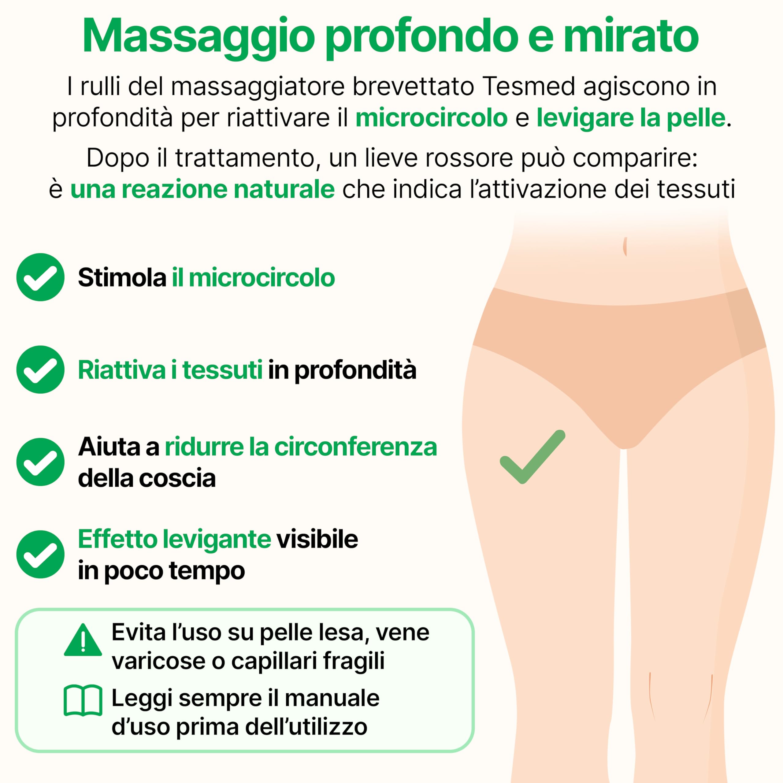 TESMED CELLULITE Massaggiatore Anticellulite Brevettato – Rassodante e Snellente per Gambe, Glutei e Cosce – Made in Italy