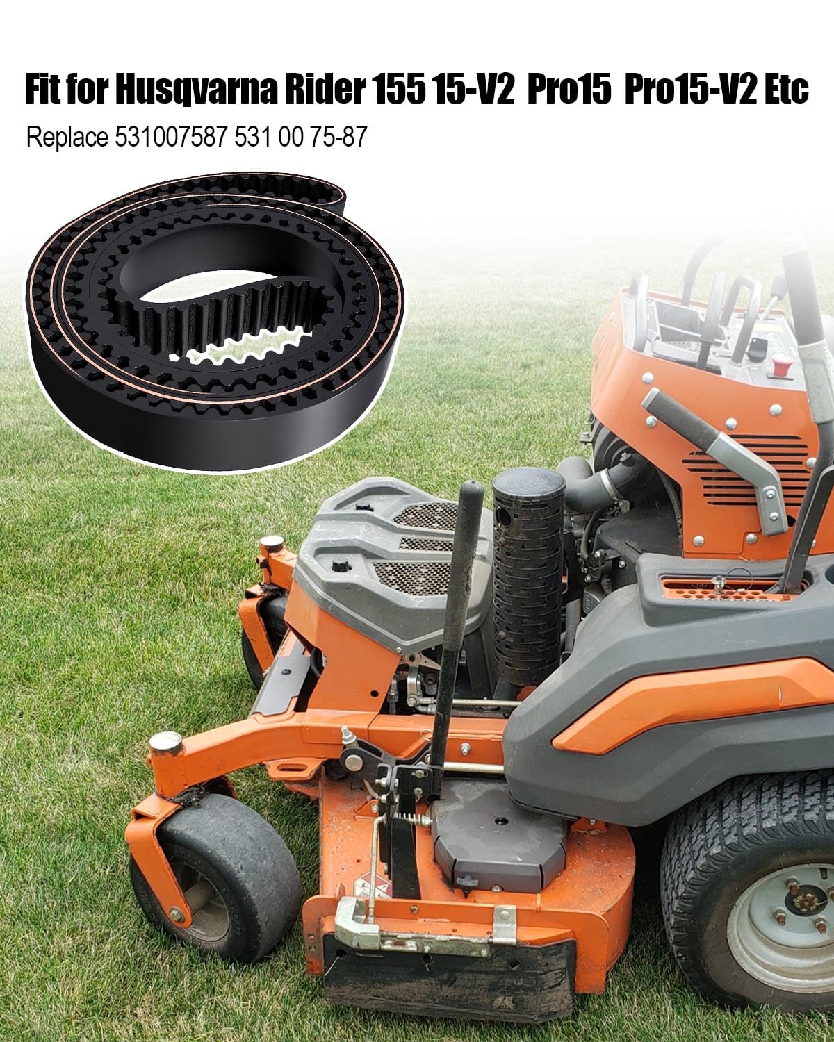 Blade Deck Timing Belt Fit for Rider 155 15-V2 16 Pro 15 Pro 15-V2 Proflex 18 21 Replace 531007587, Lawn Mower Timing Belts