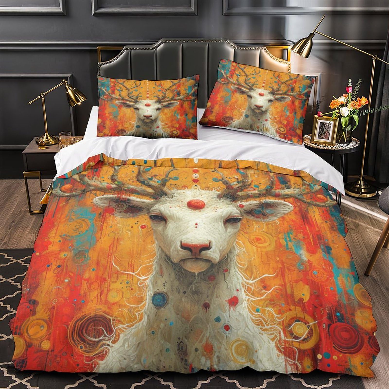 Stampato in 3D Pronipote tibetano Copertina Stampata Microfibra Disegnata Biancheria Da Letto Stile Morbido Set 3 Pezzi,Double（200x200cm）, Per Adolescenti E Adulti