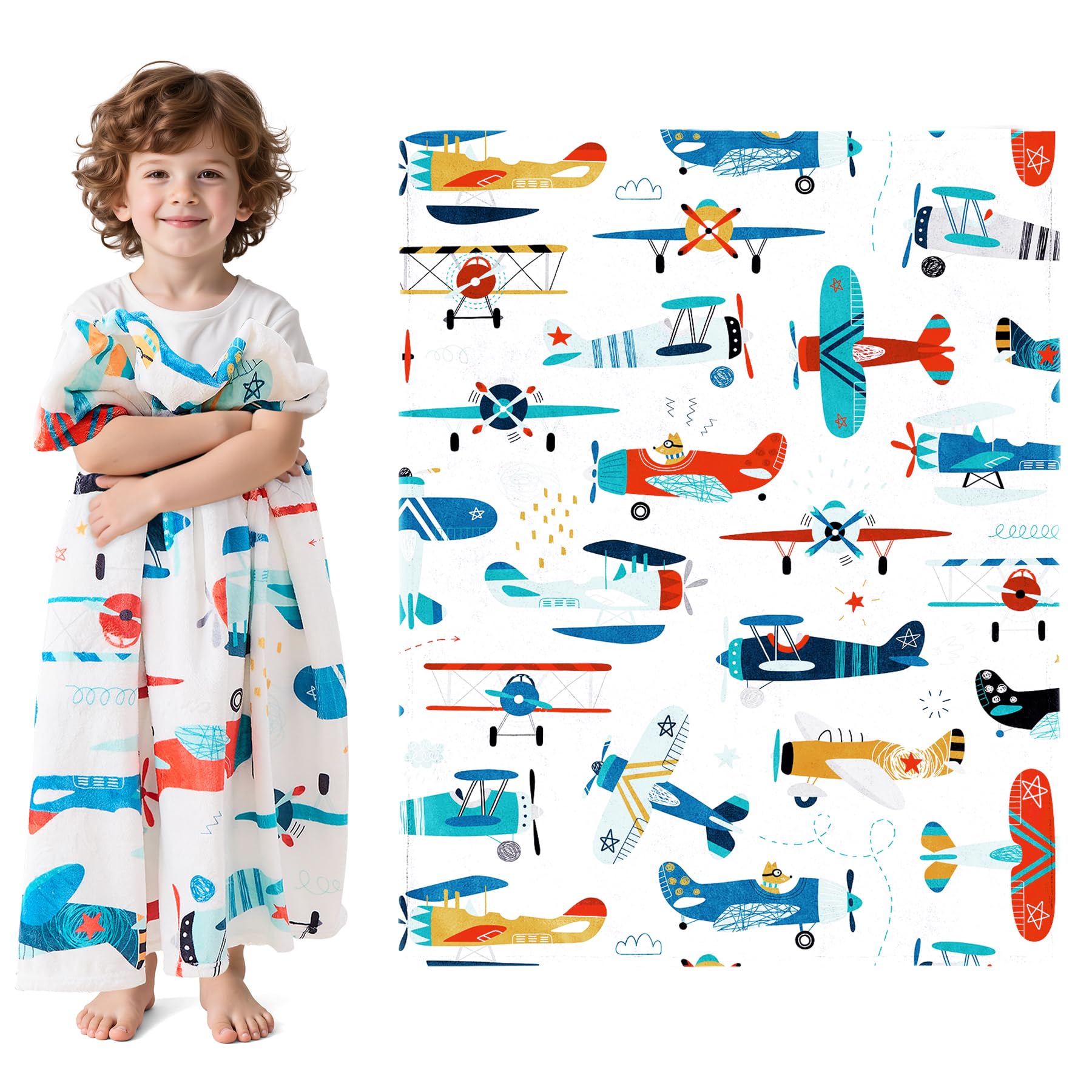 Wajade Airplane Blanket for Boys Soft Fleece