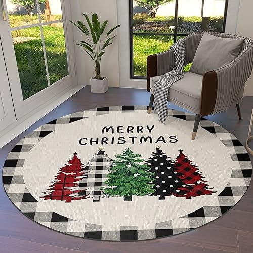 Savannan Alfombras redondas diseño de árbol de fantasía de Navidad diseño de estrella color rojo antideslizante suave acogedora para dormitorio disponible en Yaxa Colombia