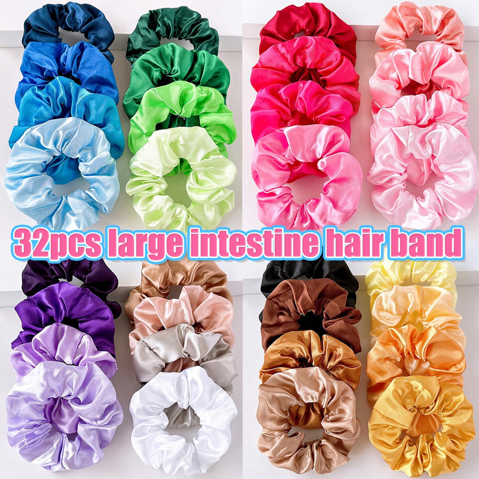 JSTHHTT 32 Pieces Satin Scrunchies for Women - Softer Than Silk Hair Bands and Ponytail Holders - Elastic Extension Hair Accessories - Image 3