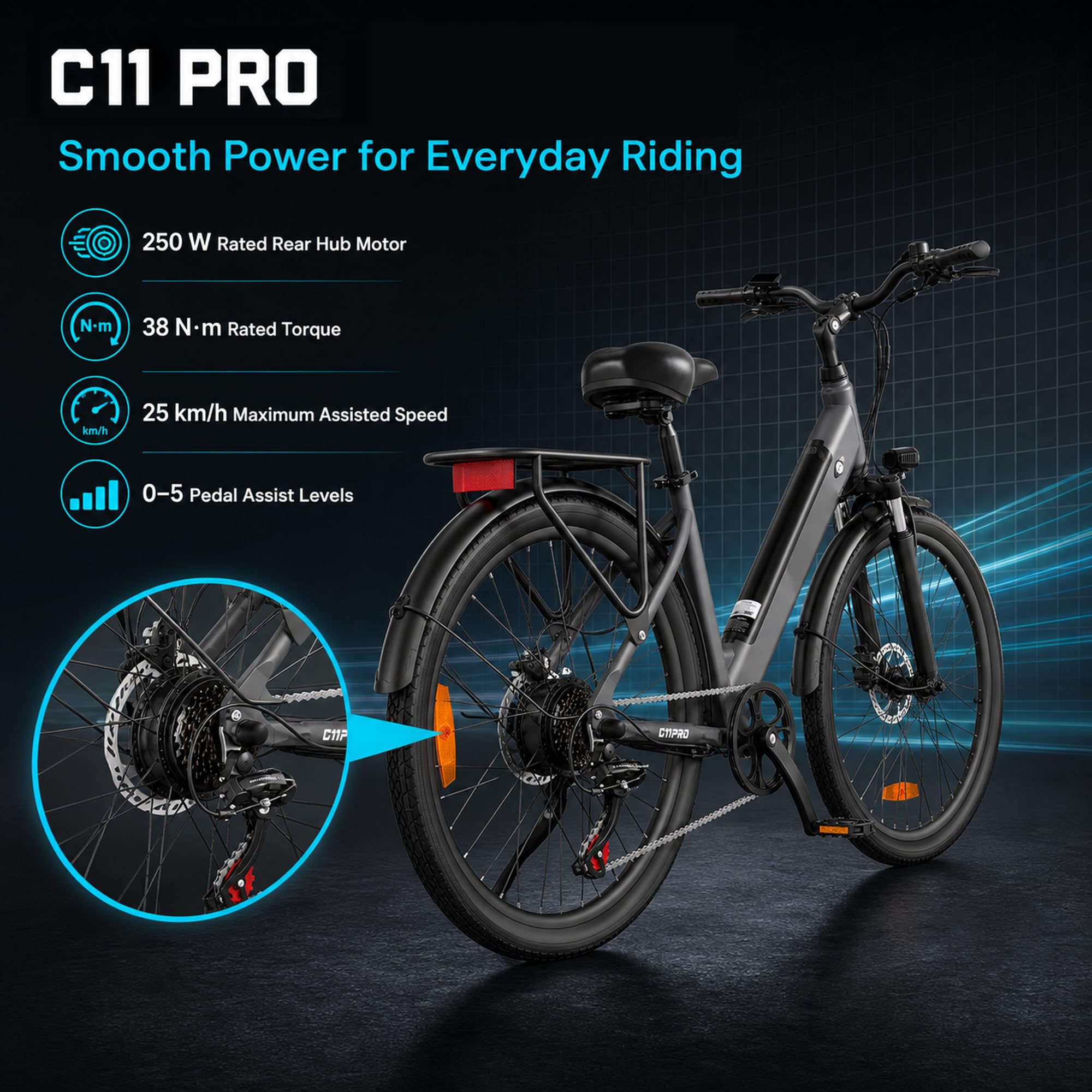 Vélo Électrique pour Adultes 36V 13Ah Autonomie 120km 25km/h