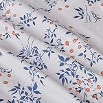 SUSYBAO Summer Botanical Duvet Cover Queen 100% Cotton 3 Pieces Set 1 Blue Floral Ruffled Duvet Cover with Zipper Ties 2 Pillow Shams Farmhouse Soft White Plant Ruffle Bedding Set Breathable