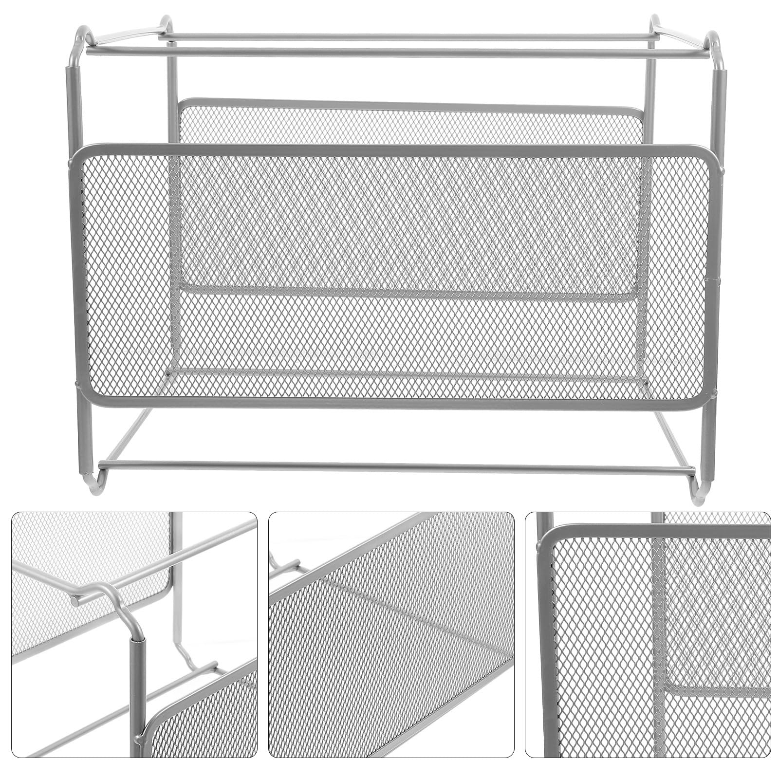 A4 Hängeregistratur aus Eisen mit Drahtgitter, Silber, 32,5x28,5x24,5cm